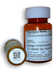 Pharmaceutical bottles with Digit-Eyes label on the bottom